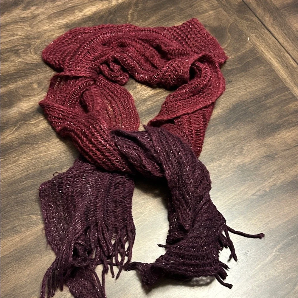 Elegant Burgundy & Purple Knit Scarf